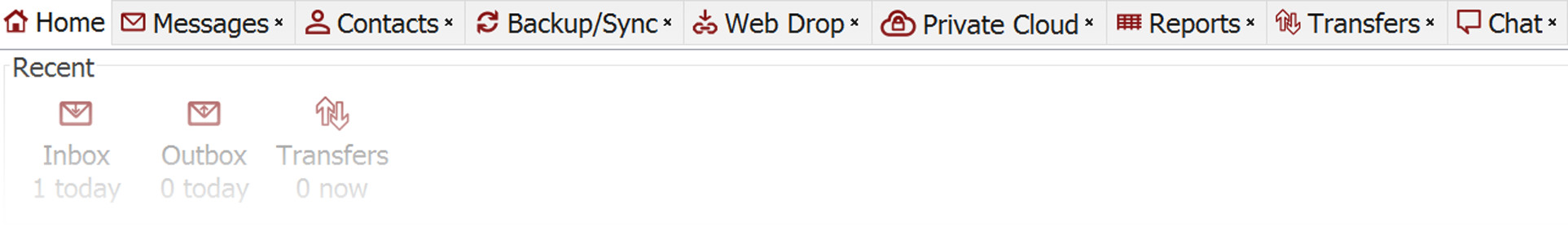 Binfer Application Tabs