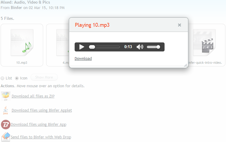 binfer-receive-files-html5-media-play-music