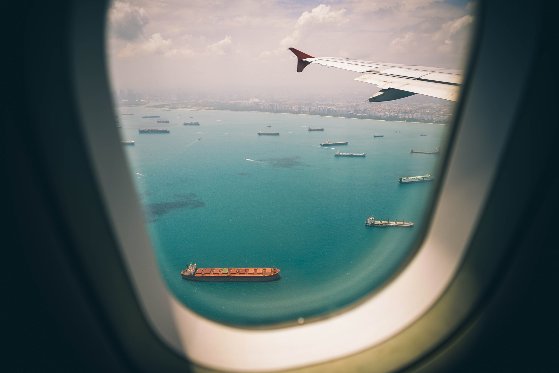 Plane and ships