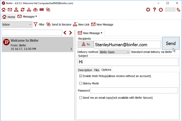 7 Review options and press send